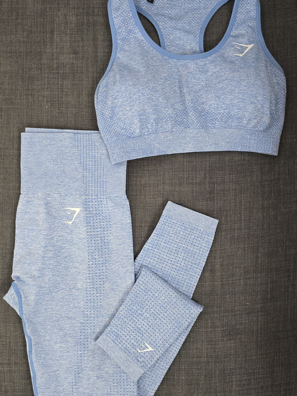 Gymshark Seamless Sky Blue Sports Bra and Leggings Set
